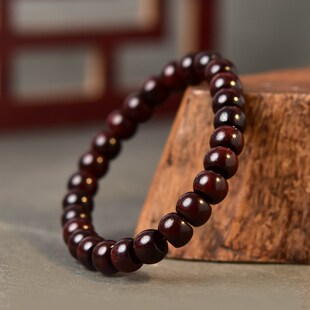 小叶紫檀手串女男檀木老型珠108颗佛珠直切桶珠檀香木料散珠手链