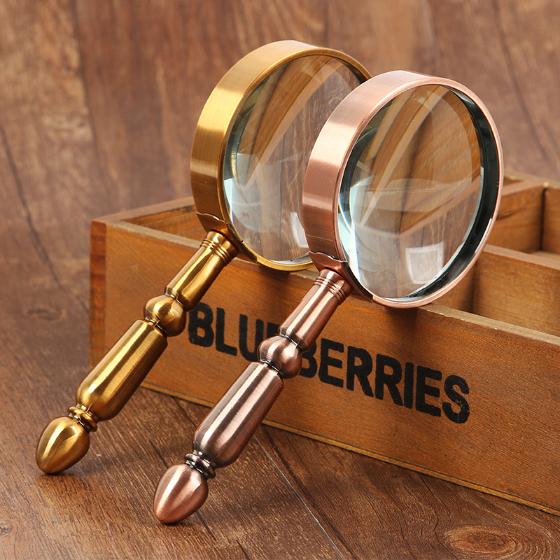 20倍全金属手持老人阅读放大镜看报高清L光学玻璃青铜色单/只装