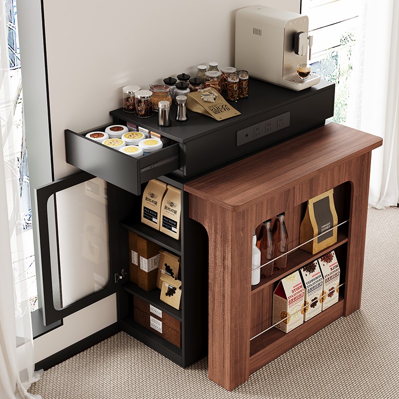 岛台餐桌一体可伸缩家用小u户型可折叠厨房移动导台带插座吧台高