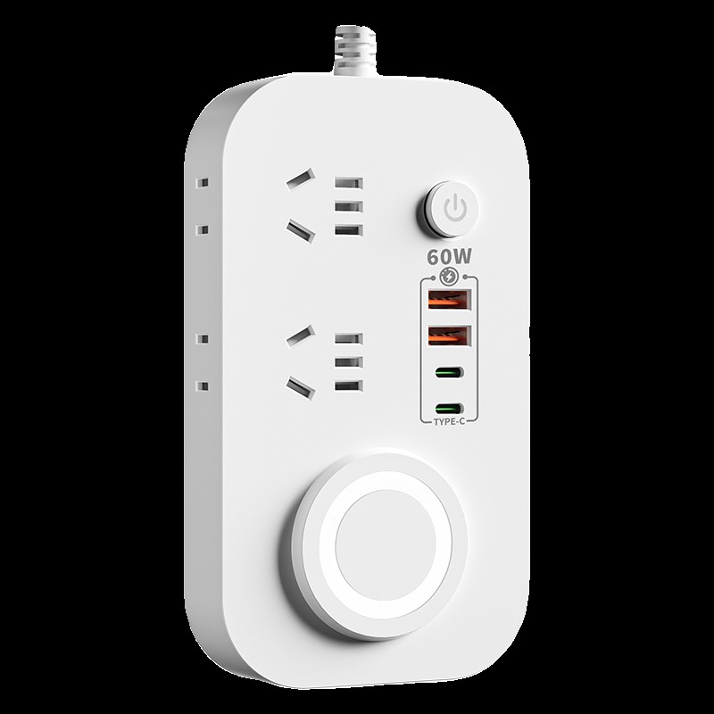 公正午快充USiB60W插座带无线充电插排多功能家用办公接线板带长