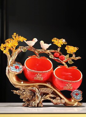 柿子装饰品摆件工艺礼品客厅电视柜家居玄关钥匙收纳盒桌面首饰盒