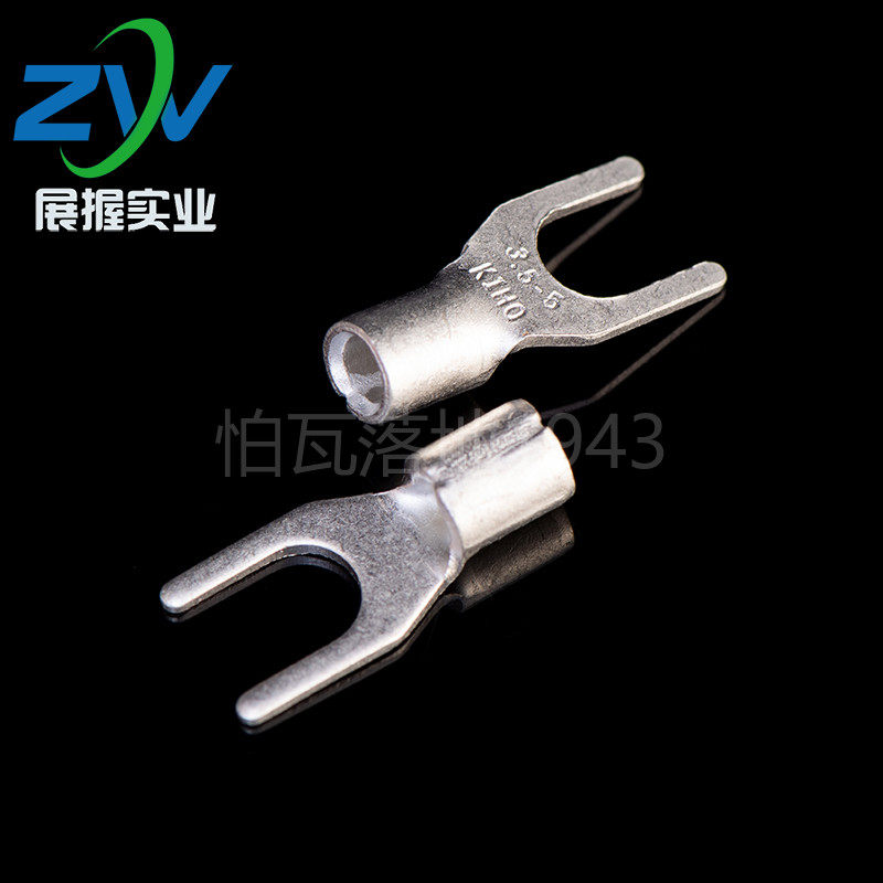 【国标A级】叉型裸端头SNB3.5-5  U型冷压接线端子紫铜焊接 100只