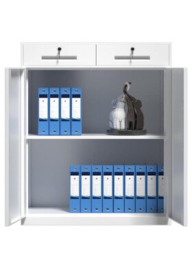 黑色铁皮柜办公室资料柜文件柜工具柜玻璃门小矮铁柜子阳台储物柜