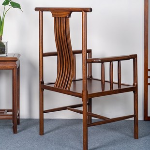 新中式乌金木全实木茶桌椅子主人椅官帽款太师椅圈椅围椅单人椅