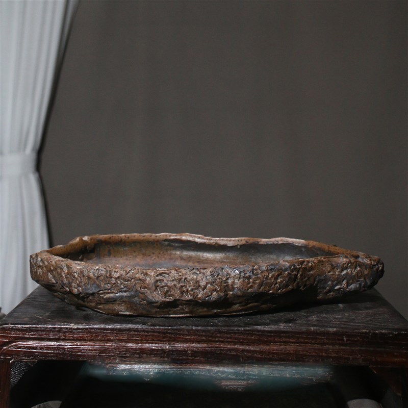 紫砂花盆异形盆景盆南蛮盆粗陶创意手工L陶瓷盆景盆院子柴烧盆