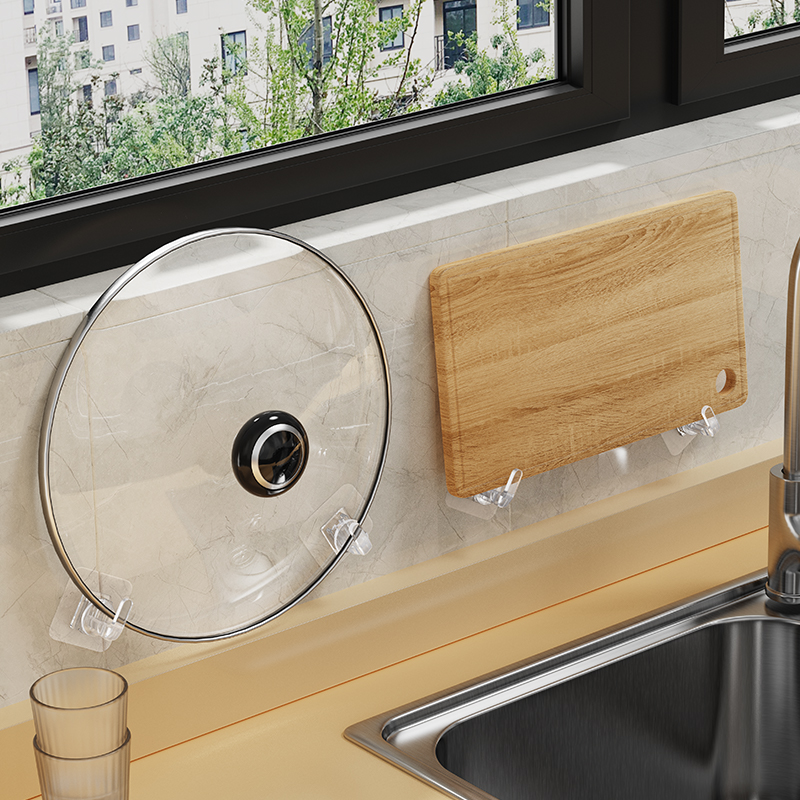 免打孔大锅盖架子壁挂式放置y器厨房放菜板砧板墙上置物架挂钩