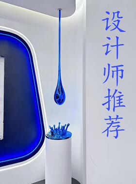 售楼处大堂酒店会所玄关商铺吊装水滴吊饰雕塑挂件抽象水花艺术品