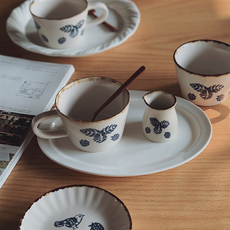 收集时光 Camus spay手作山雀与莓子系列 陶瓷咖啡杯小碟奶盅 包