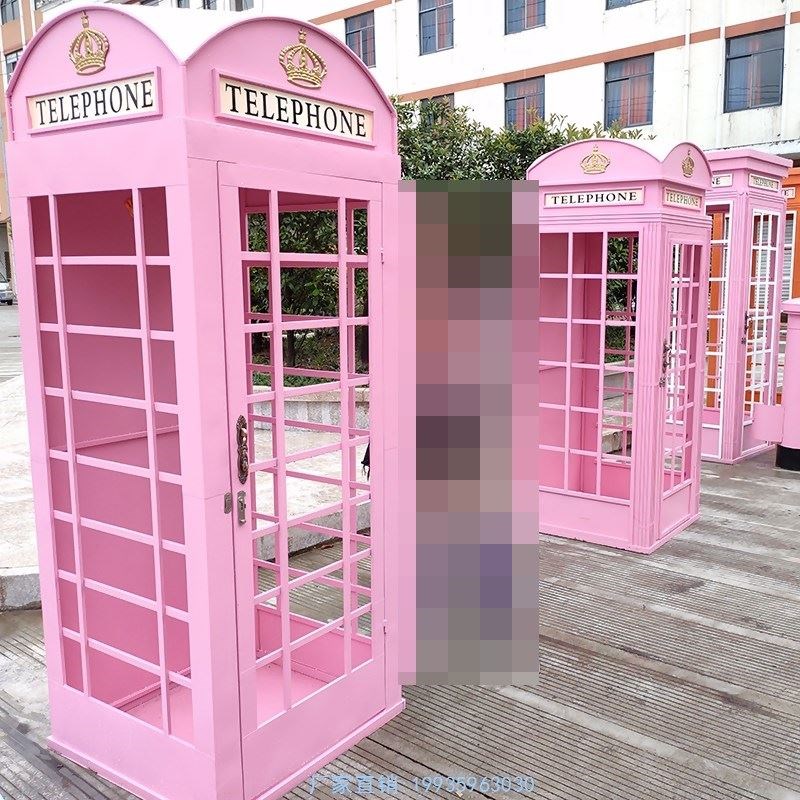 复古英伦电话亭邮筒路牌指u示牌创意双人长椅酒吧模型网红装饰摆