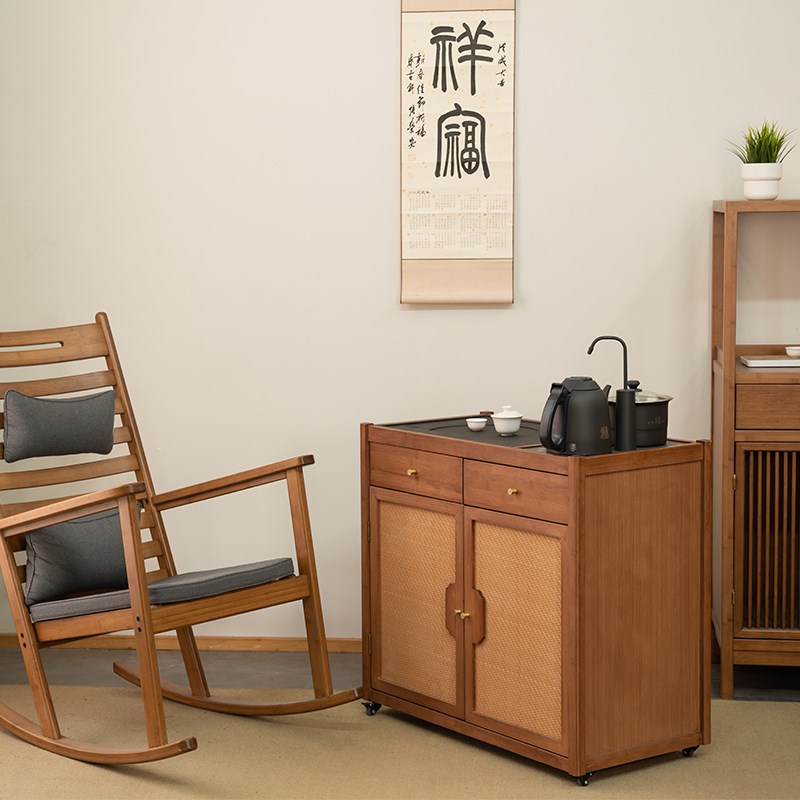 家用未央泡茶柜烧水壶一体茶水柜中E式可移动茶台功夫茶几沙发边