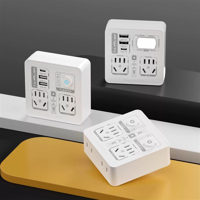 86型扩展插座转换器插头一转多功能面板不带线插排U超薄快充USB款