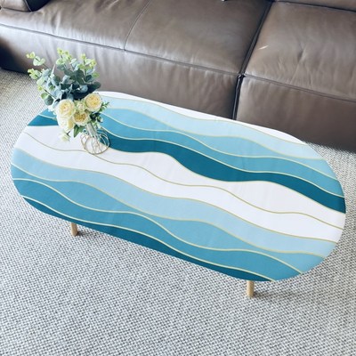 新款椭圆形皮革餐桌垫轻奢高级感圆弧形桌L布防水防油防烫茶几桌