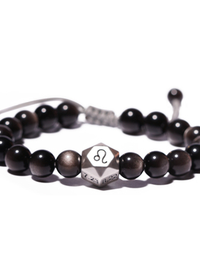十二星座黑曜石情侣闺蜜手链一对天秤F座双子座礼物七夕送女友水