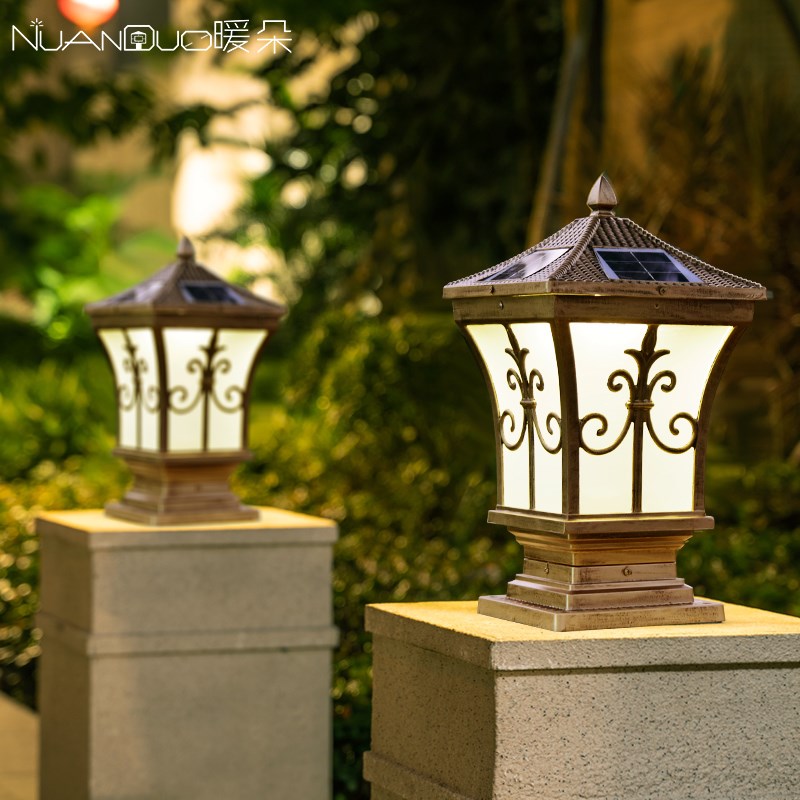 柱头灯太阳能灯户外庭院灯花园别墅门柱灯家N用超亮大门围墙灯室