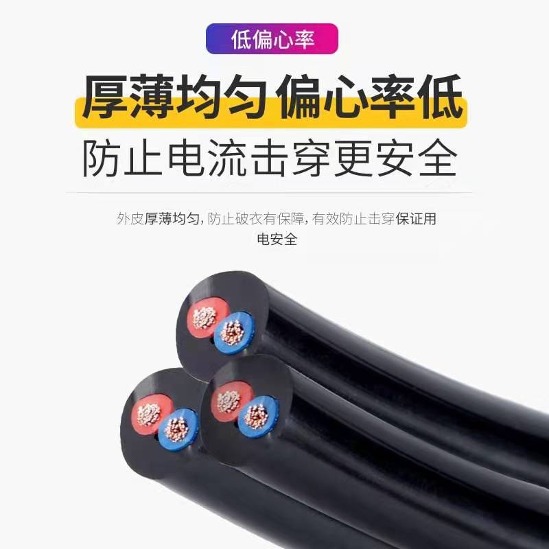 RVV国标纯铜电线家用2芯3芯电缆软线D1.5 2.5 4平方护套线电源长