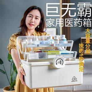 药箱收纳盒家用大容量透明分类收纳盒常备药防儿童家庭便携医药箱