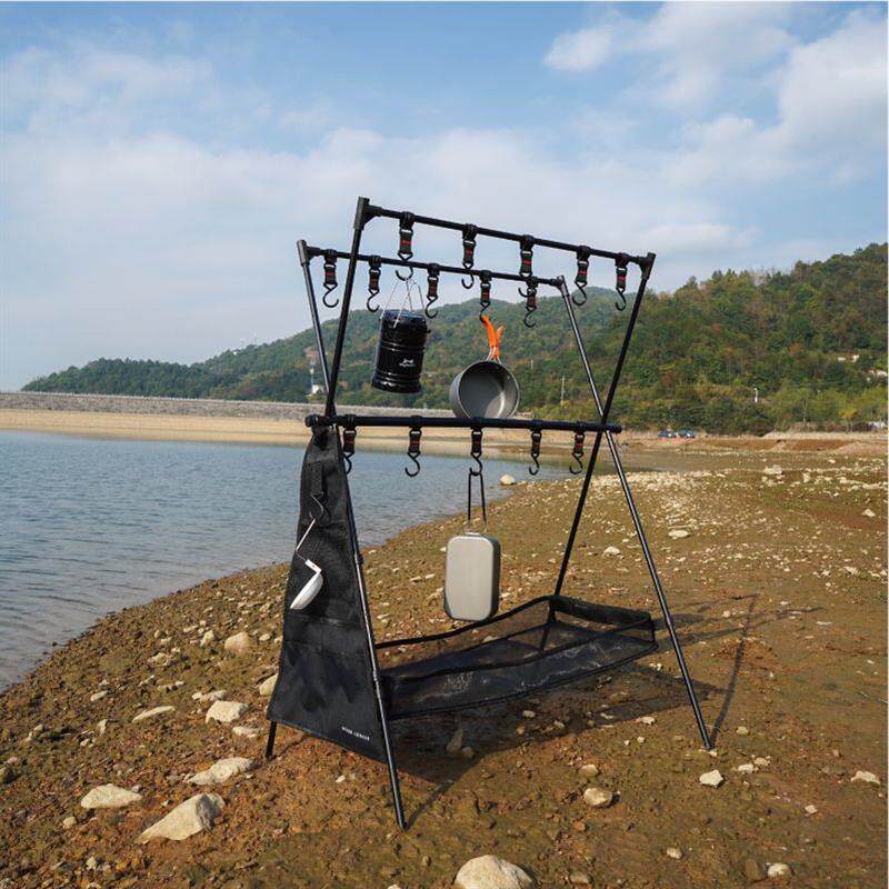户外露营折叠便携式中号双层收纳架野营野餐灯架便携式折叠挂式架