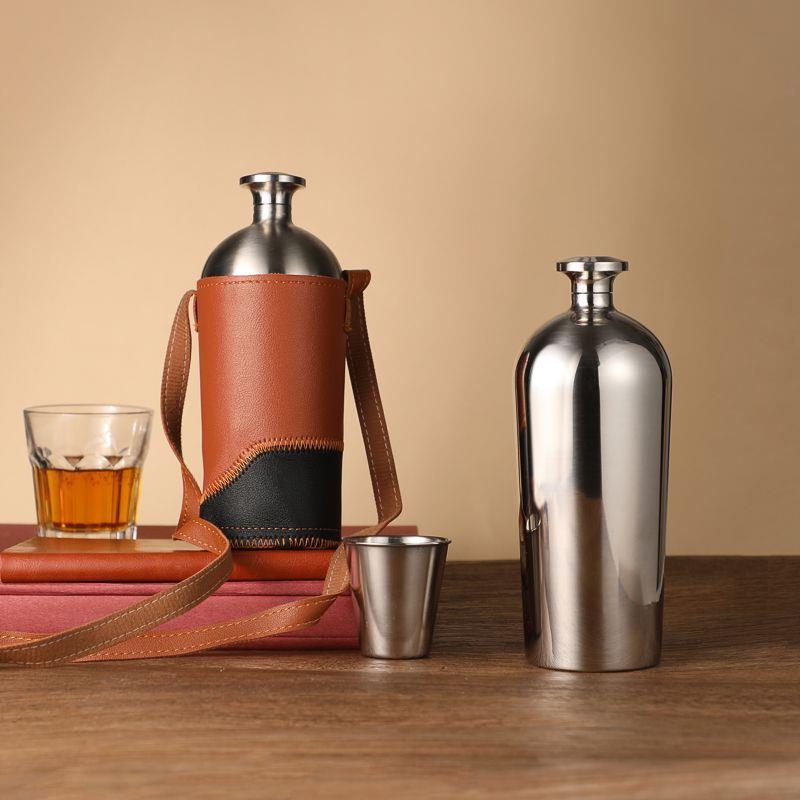 酒壶古代老式钢瓶不锈钢酒壶1斤装白酒家用随身便携式个性空酒瓶