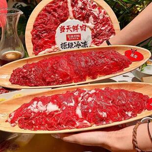 密胺仿木纹牛肉盘烧烤火锅店配菜烤肉盘小吃凉菜热炒圆盘加厚防摔