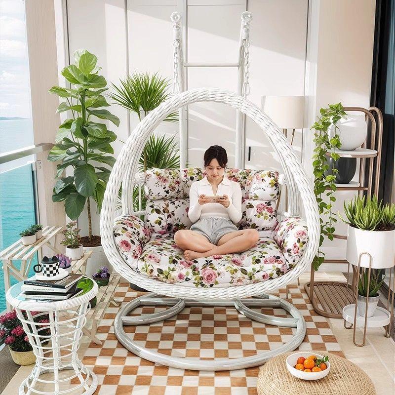 吊篮户外藤椅懒人摇椅阳台秋千家用摇篮庭院单人双人吊椅吊椅网红