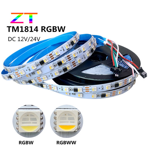 RGBW四合一幻彩跑马流水24v5050家用LED灯带全彩TM1814七彩程式设