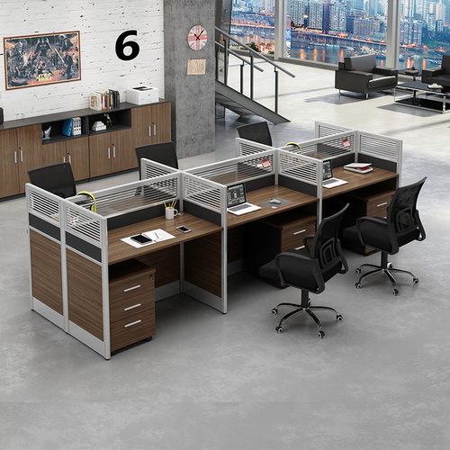 职员办公桌2/4/6人位简约现代办公桌椅组合多人工作位屏风卡座