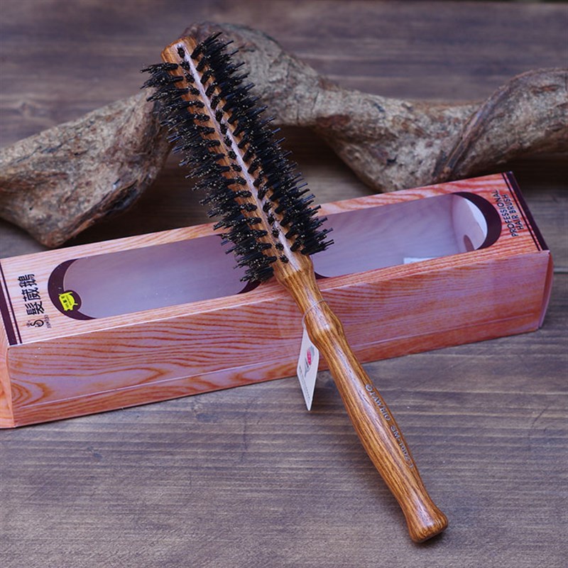 台湾发葳鹅圆梳红花梨木鬃毛滚梳卷发梳子梨花梳专业卷发直发造型