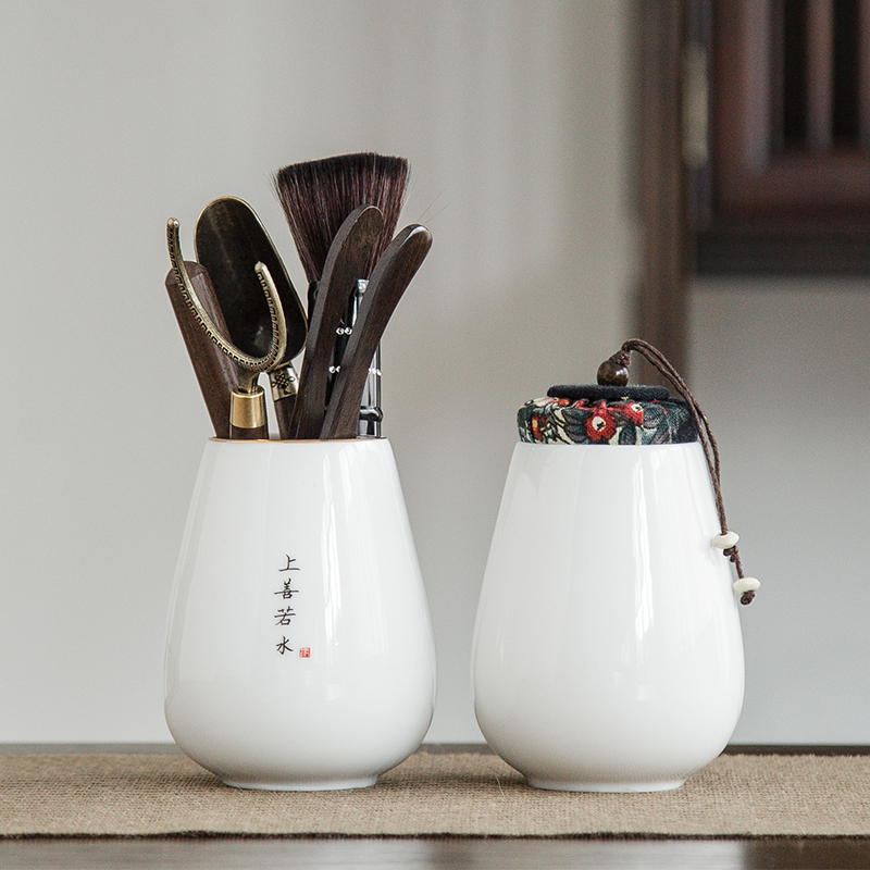 羊脂白玉瓷茶道六君子套装黑檀木功夫茶具配件茶夹子泡茶工具家用