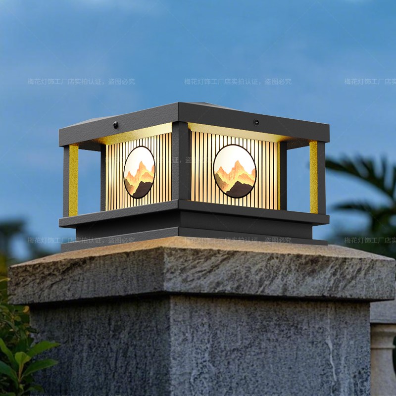 2025新款太阳能柱o头灯户外防水庭院围墙灯别墅大门口柱子灯门柱