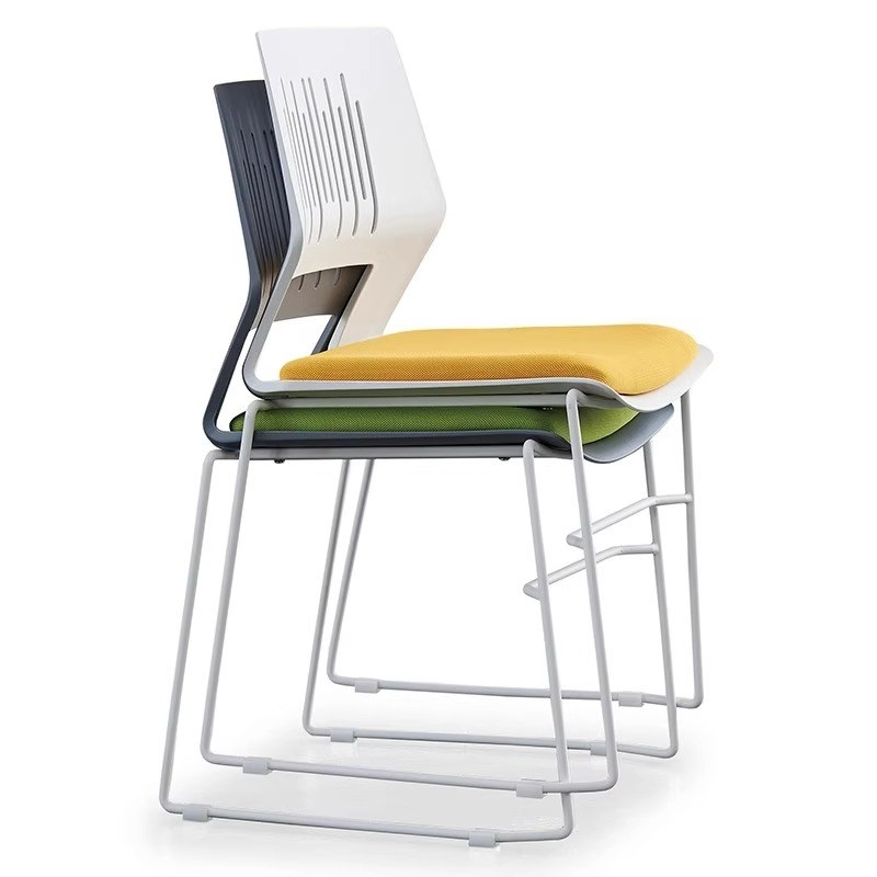 时尚钢筋培训椅可堆叠会q议洽谈椅四脚多媒体教室椅PP塑料会议椅