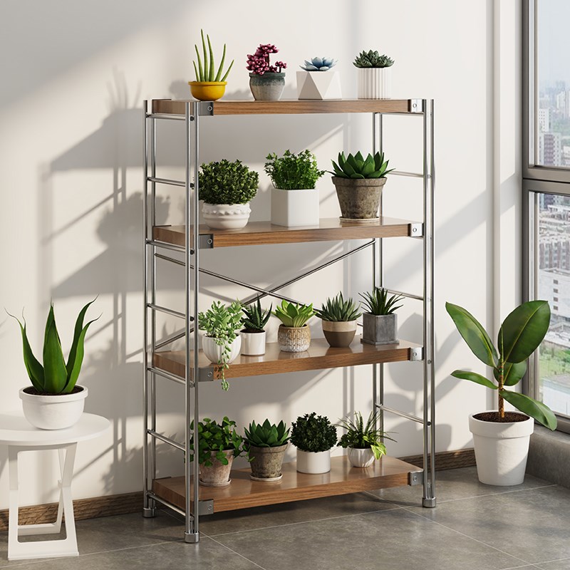 日式置物架落地多层中古储物架厨房收纳架客厅S阳台花架简约书架