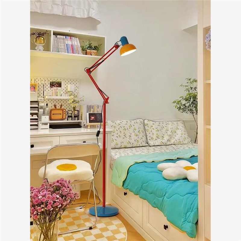 护眼落地灯孟菲斯长臂彩色氛围灯创意儿童房客厅书房阅读工作灯