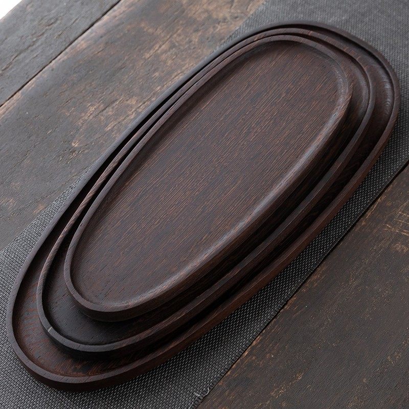 茶托盘茶台竹木小茶托盘黑檀实木茶托一壶二杯单托盘家用简约茶盘