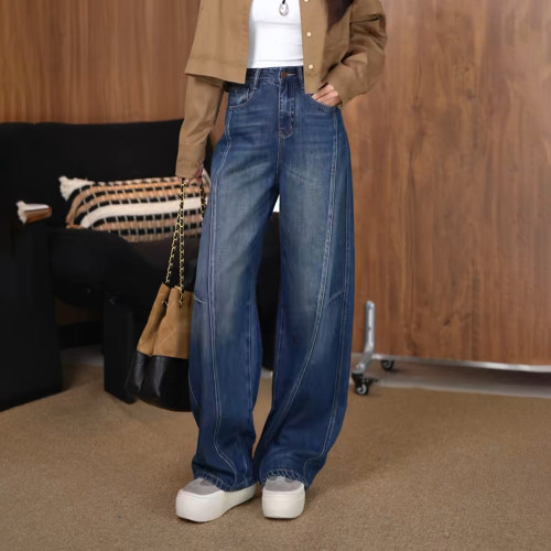 梨形身材宽松显瘦弯刀牛仔裤女2026秋季新款潮流百搭休闲镰0927r