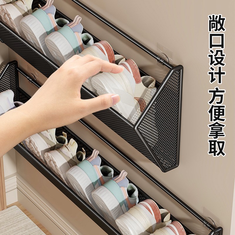 门后悬挂鞋架f悬挂壁挂式放鞋架免打孔鞋子收纳层架浴室墙上拖鞋