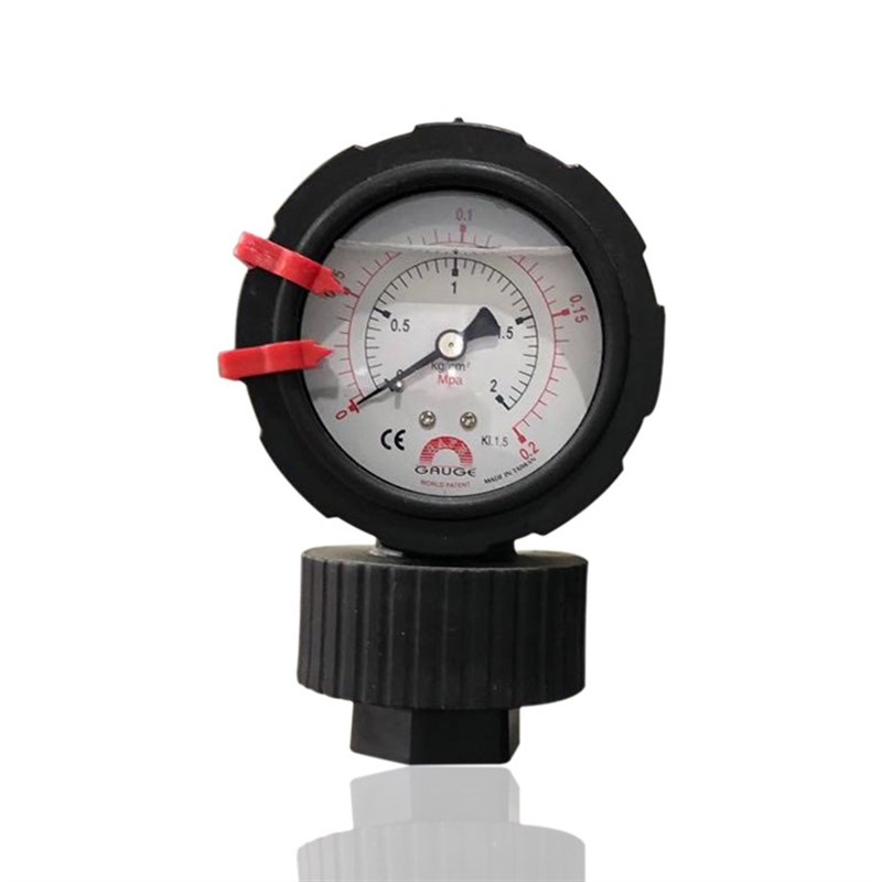 台湾华记PP隔膜压力表耐震充油耐酸碱压力表水处理Y63 0.2MPA 2KG