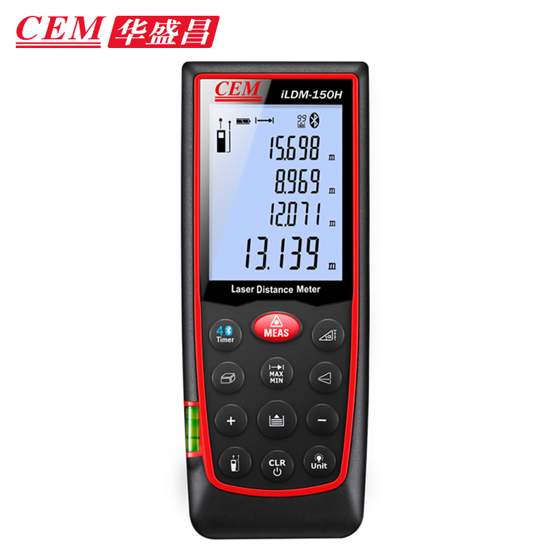 CEM华盛昌激光测距仪多功能高精度电子尺锂电充电测远仪iLDM-150H