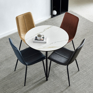 岩板餐桌办公休闲会客接待圆桌洽谈桌椅组合阳台桌子郁金香小圆桌