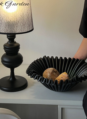 简约现代波浪黑色中古果盘法式果碗餐桌茶几桌P面收纳装饰艺术摆