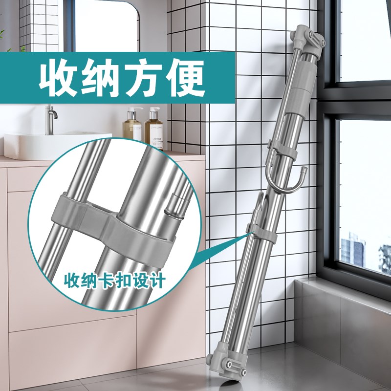 晾被神器不锈钢家用阳台晾衣架晾C衣杆即挂式可伸缩免打孔可折叠