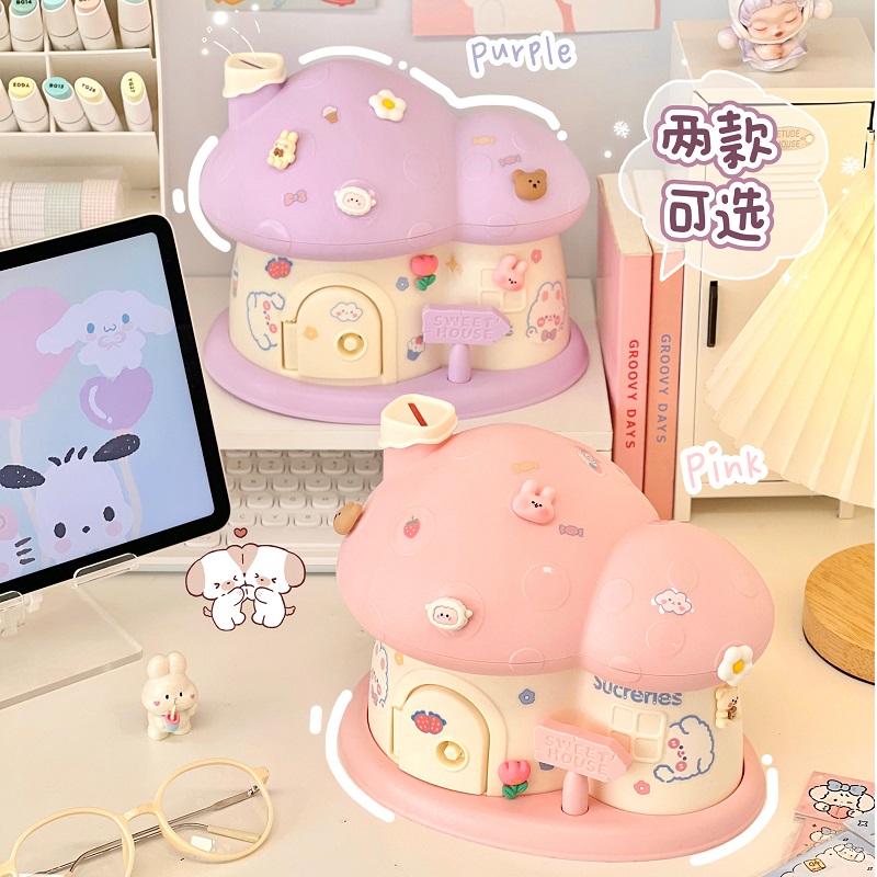 可爱创意存钱罐小房子女孩女生储蓄罐卡I通带锁钱箱送儿童生日礼