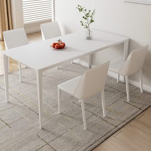 轻奢家用椅现代简约岩板餐桌意饭桌长方形网红极简小户型风奶油式