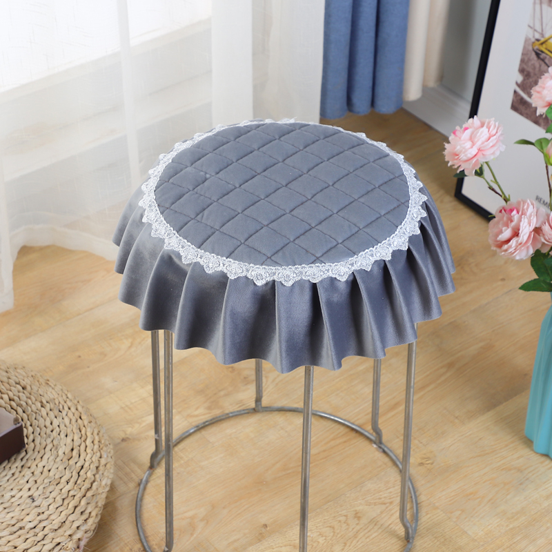 圆凳子套罩家用坐垫可做地垫冬季垫子座椅垫学生板凳屁垫纯色毛绒