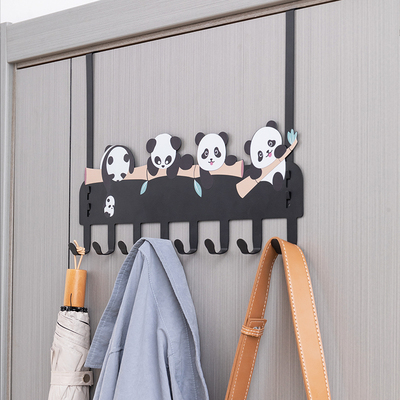 卡通熊猫门後挂衣架儿童挂书包架入户门挂钩挂衣钩玄关免打孔挂架