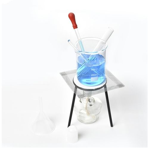 玻璃烧杯+酒精灯+石棉网+玻璃搅拌棒+试管化学实验加热套装工具