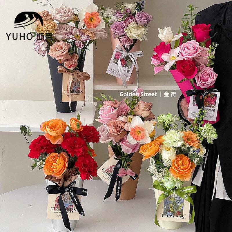 屿后甜蜜蜜纸桶花束鲜花花束插花牛皮纸花束花桶手工花艺资材图片