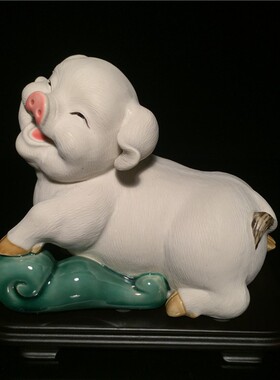 石湾公仔陶瓷猪年生肖摆件家居客厅玄关电视柜装饰品拜年商务礼品