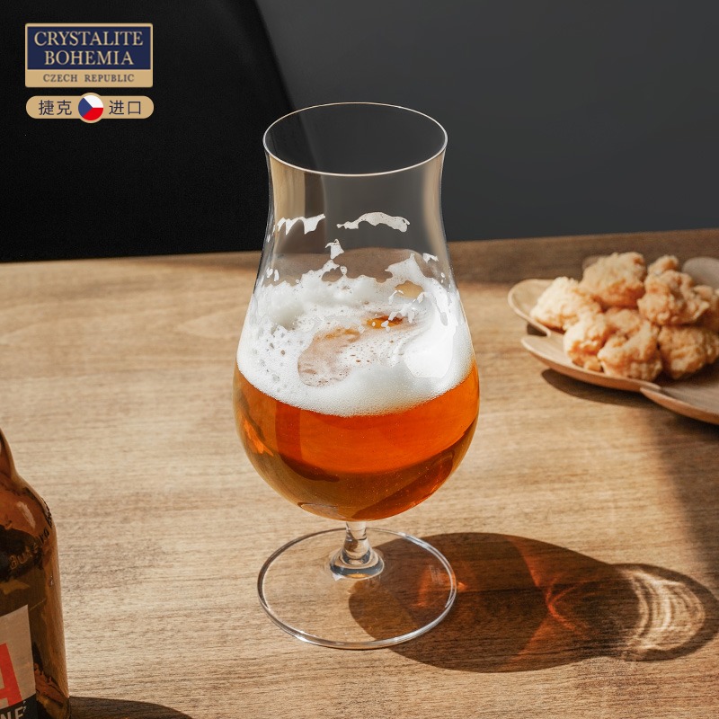 捷克进口BdOHEMIA精酿啤酒杯家用高脚杯水晶玻璃水杯酒吧美腿酒杯