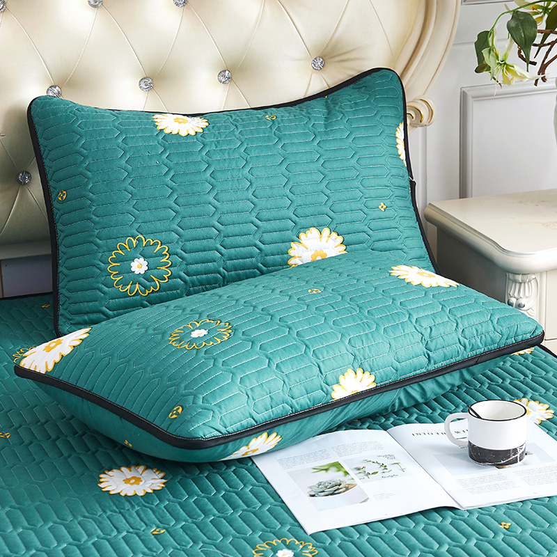 夹棉枕套一对装绗缝枕芯罩枕t头套家用枕头皮单双人内胆套48 x74c