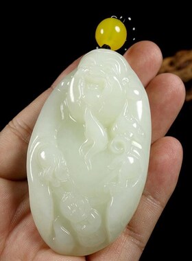 即将结束一元拍卖/捡漏新疆和田玉籽料原N石把件羊脂白玉手把件